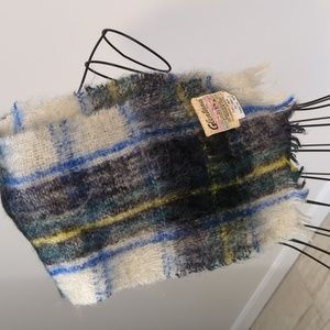 Plaid Wool Scarf - Blue, Green, White
